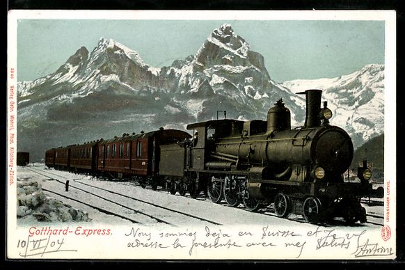 Cartoline postali: Gotthardbahn, Express-Lokomotive im Wint – Usato da Berlin venduto da bartko-reher