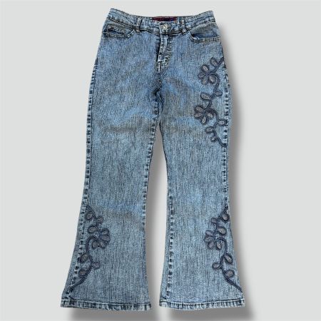Hui Jang wide leg floral vintage jeans Y2k Hosen evisu-style