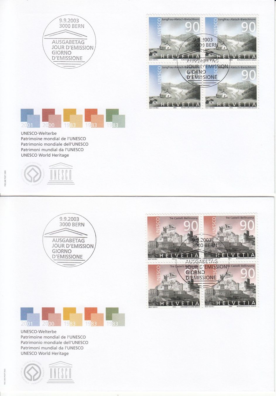 Tutti i francobolli: SBK 1096 - 1100 im 4er-Block FDC – Usato da Bürglen TG venduto da StampGraf 1