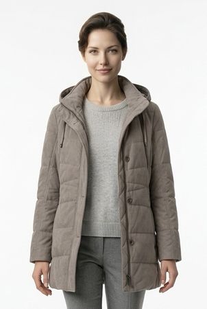 Manteau femme Madeleine beige avec capuche taille 38