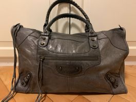 Balenciaga Work Tasche Leder Grau/Anthrazit