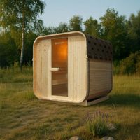 Outdoor Fasssauna BARI L mit Ofen (6kW) - 180x185x194cm