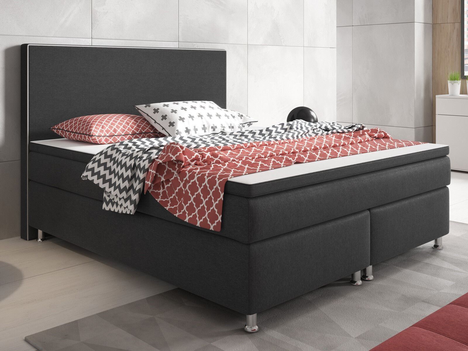 Betten: Boxspringbett 180x200 Anthrazit Hotelbett Doppelbett Bett – Neu und originalverpackt aus Wallenwil von toesstal-vertrieb