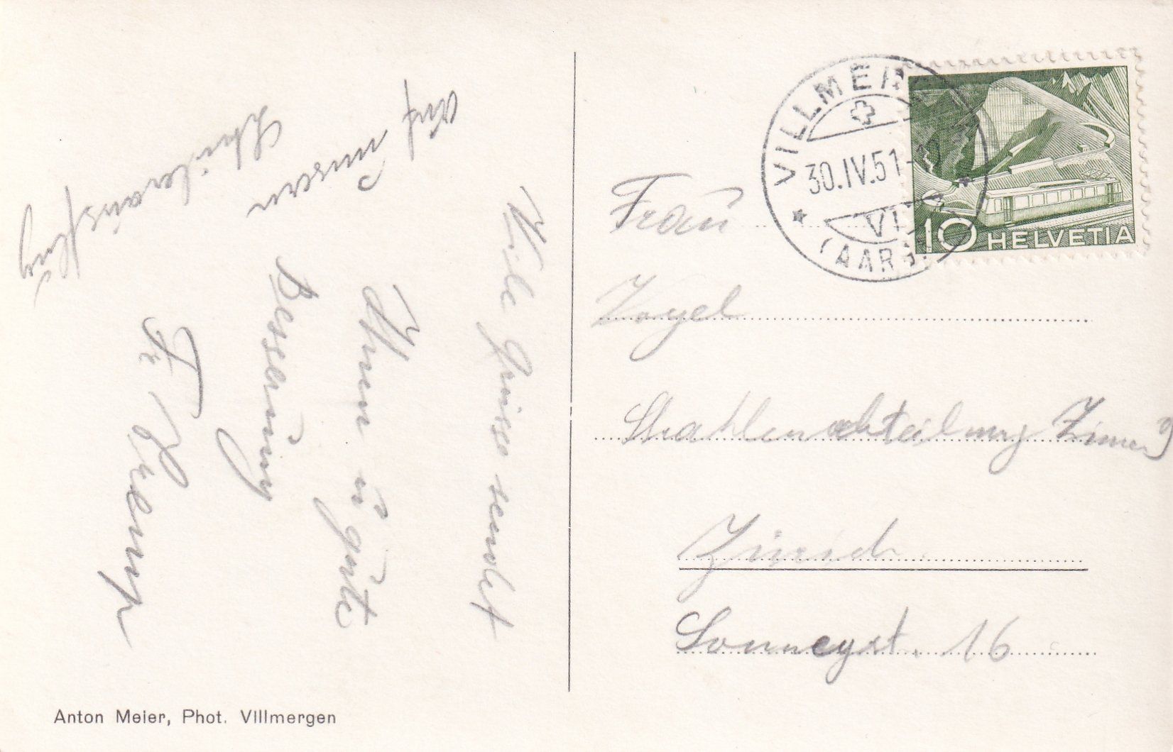 Cartoline postali: Villmergen - Ausserdorf /bc – Usato da Hombrechtikon venduto da Rudolf07 1
