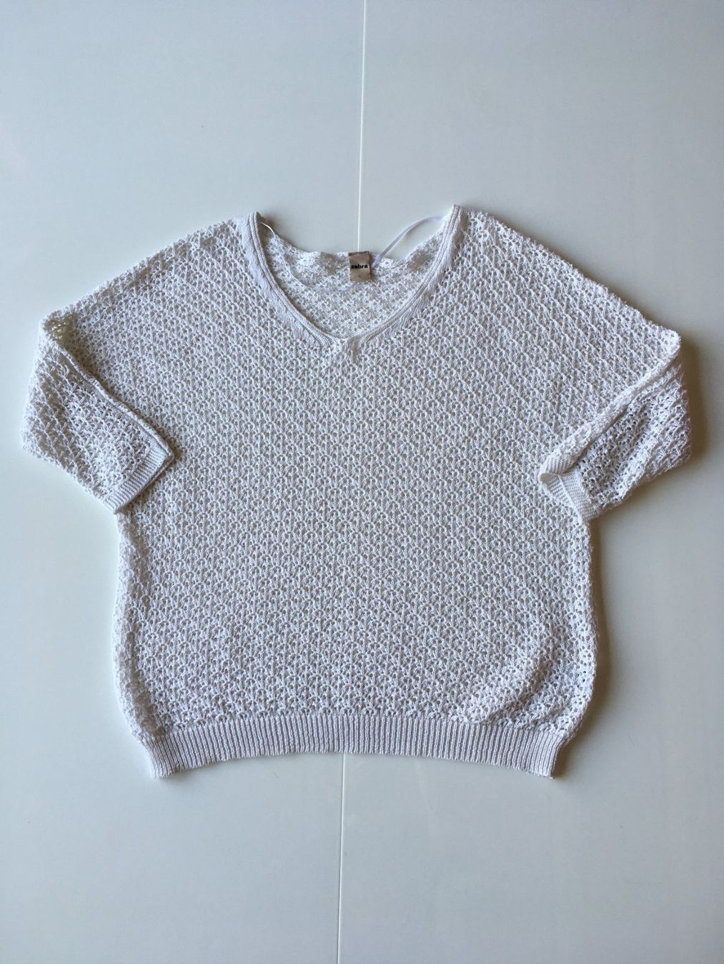 Zebra Top: Pull d'été ajouré blanc - L - 87% coton – Usato da Troinex venduto da Irisglo 2