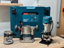 Makita RT0702CX2J  SET El.  Einhandfräse / Kantenfräse 710W