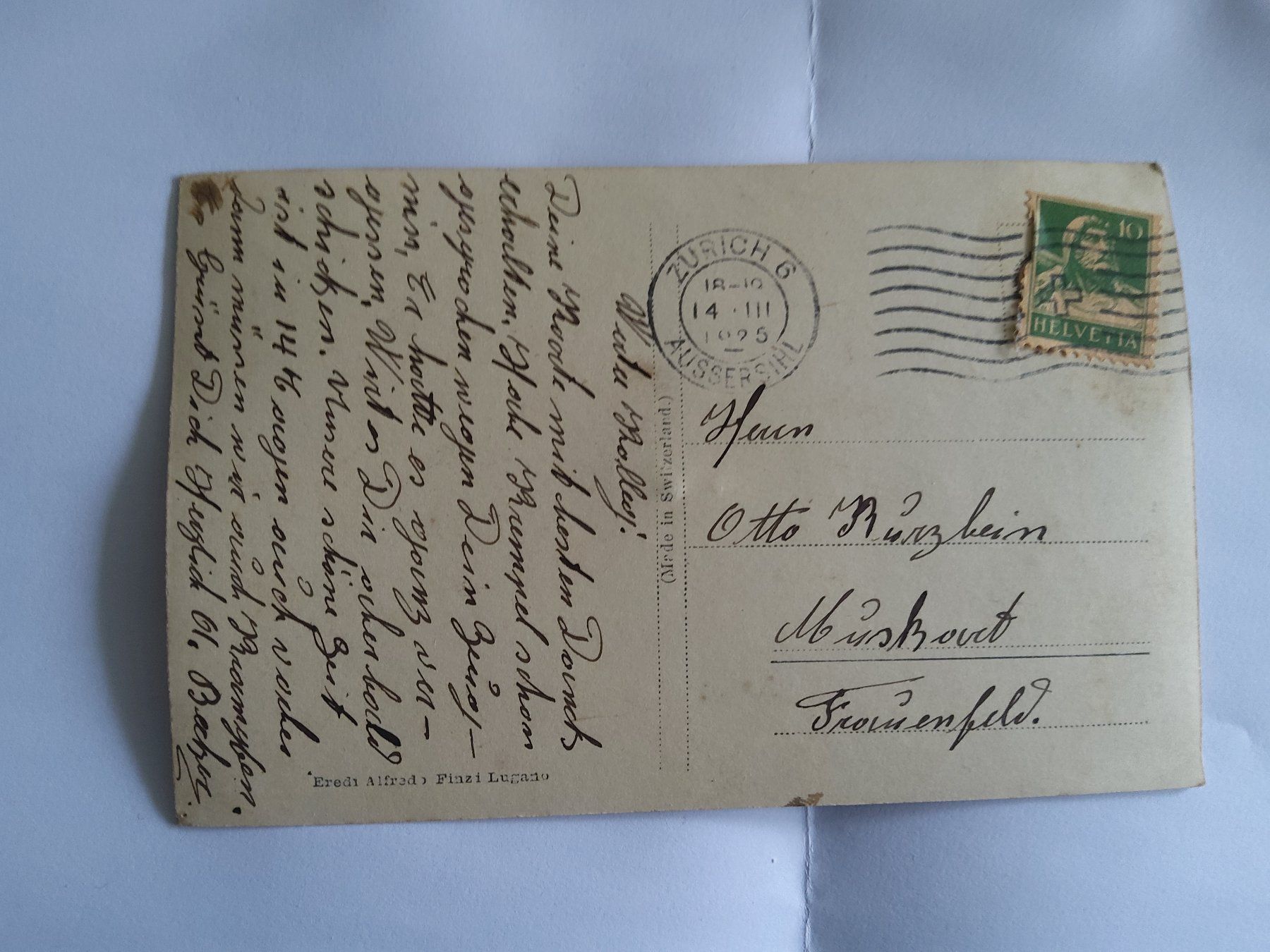 Cartoline postali: Zürich Bahnhofstrasse 1925 – Usato da Bischofszell venduto da Joachim-115 1
