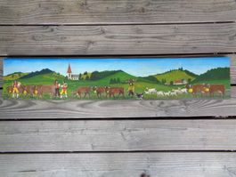 APPENZELLER ALPAUFZUG SENNENSTREIFEN BAUERNMALEREI NAIV