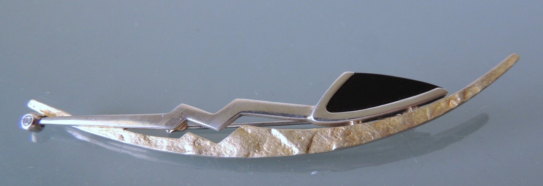 Broschen & Nadeln: Teilvergoldete Silber 925 Brosche 90 mm – Gebraucht aus Waldenburg von schaller707