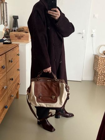 Sac toile beige & marron | Stofftasche Canvas Kunstleder