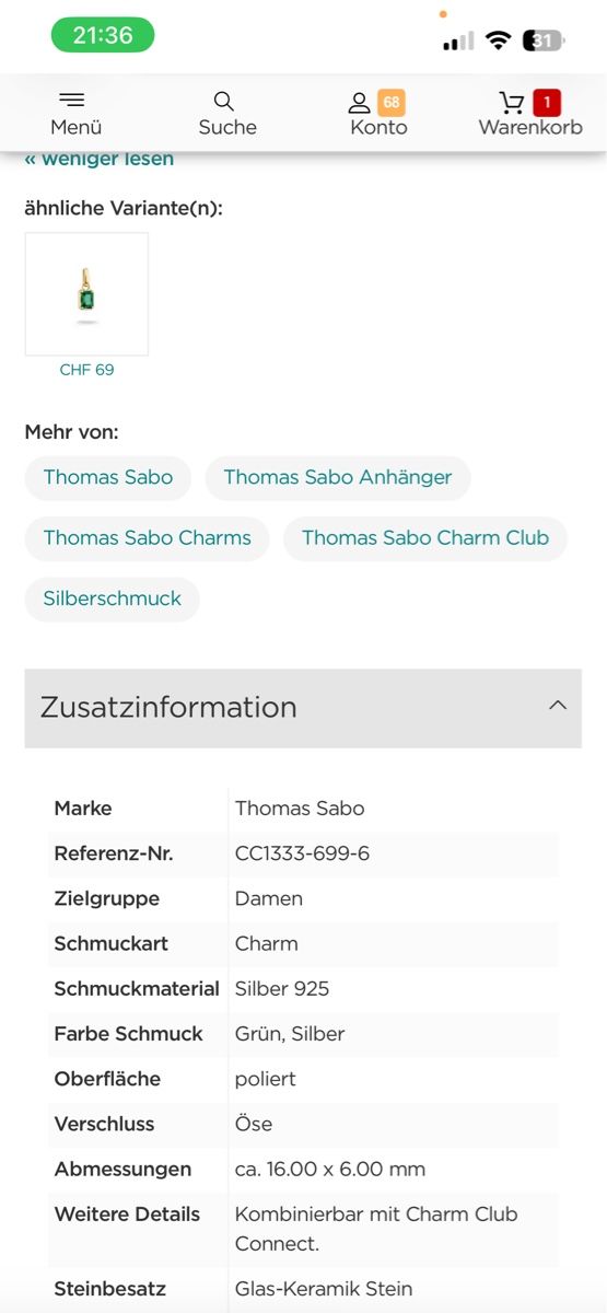 Thomas Sabo Ciondoli: Thomas Sabo Anchänger  – Nuovo (secondo la descrizione) da Laupen BE venduto da ole_l8gg 3