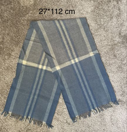 Écharpe à carreaux bleu gris 112x27 cm / Schal