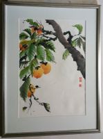 China Japan: Pfirsiche am Ast, Aquarell & Tusche (II), sign.