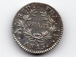 (1640) Frankreich, ¼ Francs AN 13, top stgl