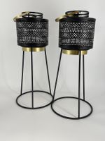 2 Kerzenständer schwarz-gold Metall