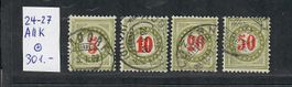 1907: Nr. 24-27AIIK Portomarken sehr schön gestempelt.
