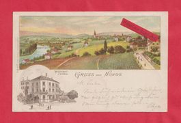 Gruss aus Höngg (ZH) Farb-Litho Quartier von Zürich 1899