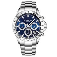 🇺🇸 Herrenuhr ®STÜHRLING Chronograph Silber Blau 10 Bar NEU