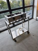Gaskocher 2-flammig Edelstahl mit fahrbarem Untergestell