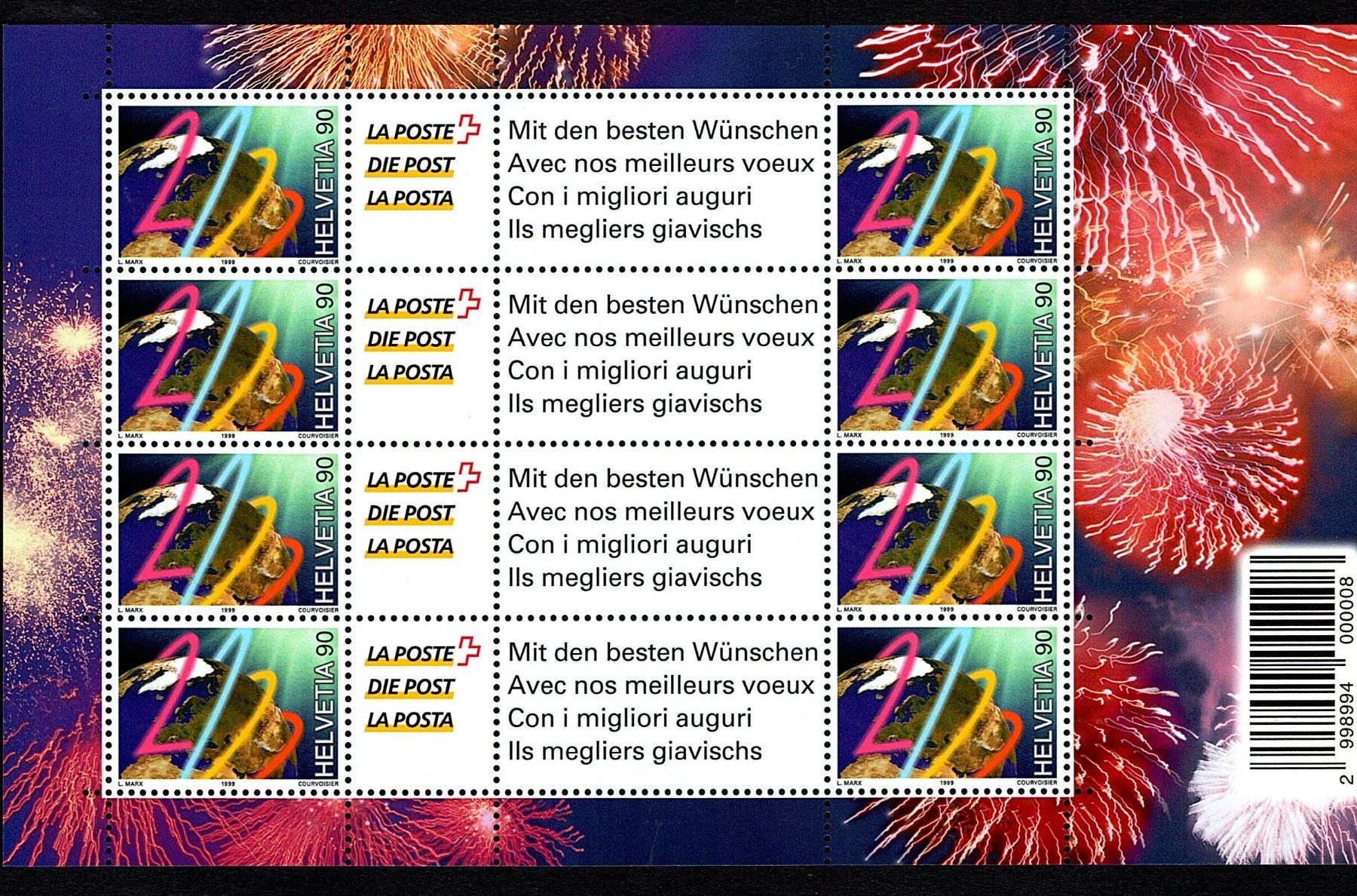 Tous les timbres: 1999 / 2000 Kleinbogen Millennium SBK OS80A**  mit Post-Text – Neuf (Voir description) à Thun par Nissan