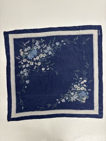 Falco Cassandri Vintage Seidentuch blau  grau Blumenmuster