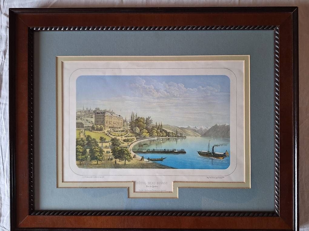 Grafica & Litografie: Hôtel Beau-Rivage lithographie – Usato da Bevaix venduto da tor_5z8m 1