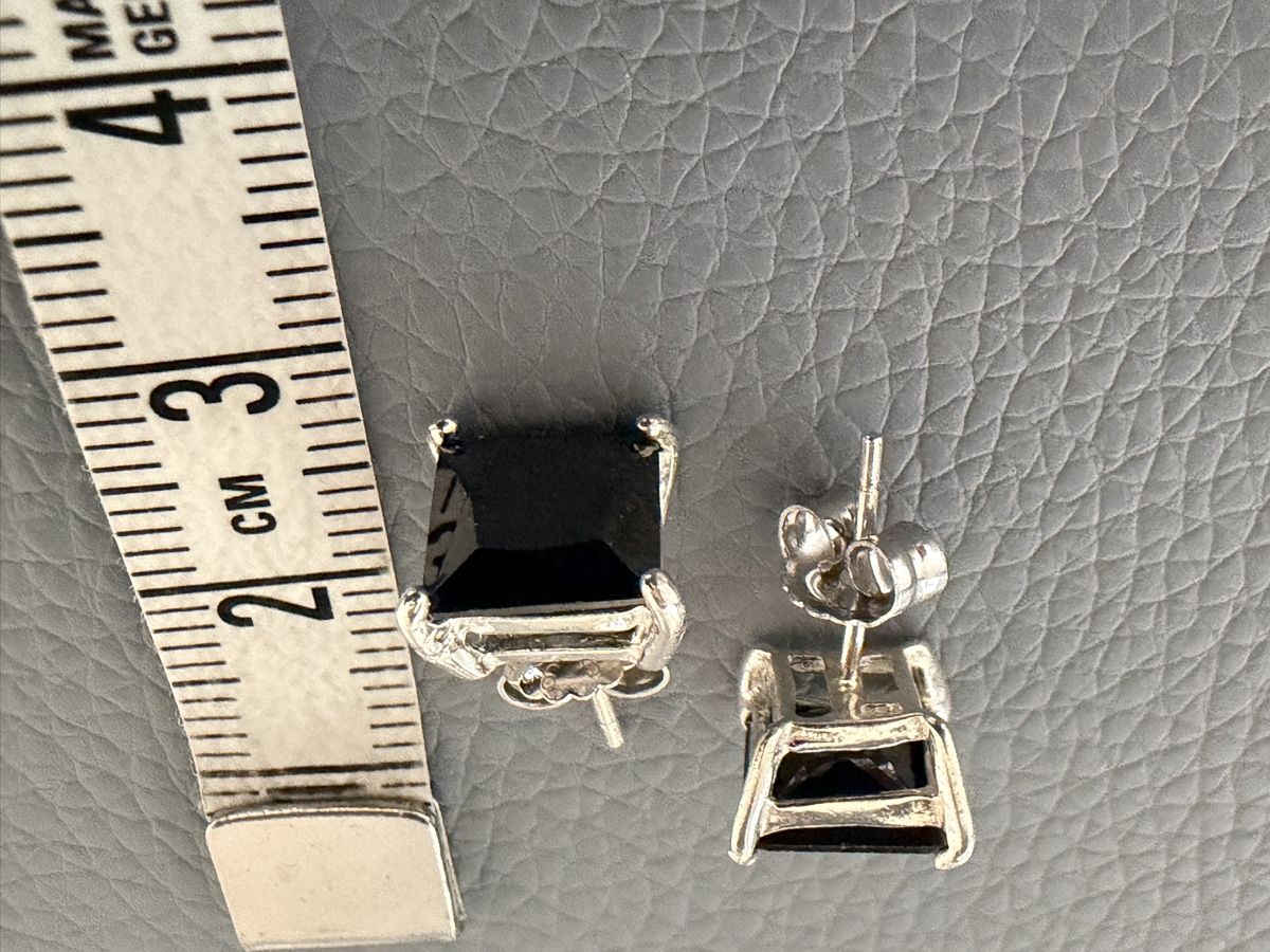 Orecchini pendenti & Orecchini a lobo: Neue Ohrstecker Silber rechteckig schwarz – Nuovo e nell'imballaggio originale da Münsingen venduto da Krone75 1