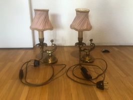 Antike Nachttischlampen, goldfarben, 2er Set, Top Zustand