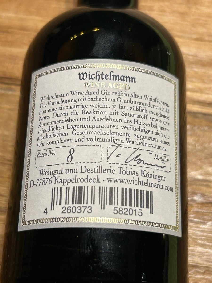 Spiritueux: Wichtelmann wine aged Gin – Neuf avec emballage d'origine à Zug par Tugiumerin 3