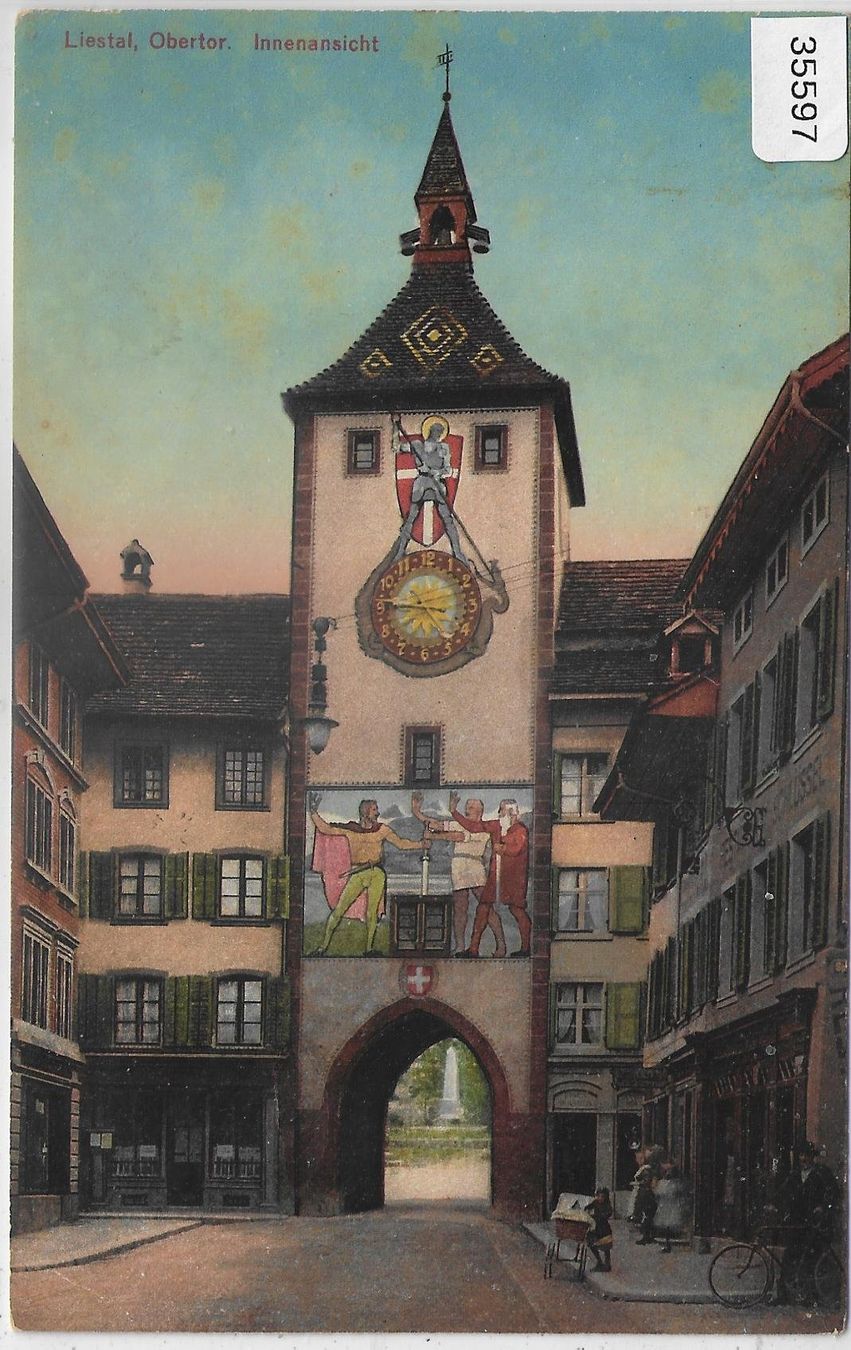Ansichtskarten: Liestal - Obertor, Innenansicht - Litho – Gebraucht aus Ettingen von Kartenplanet