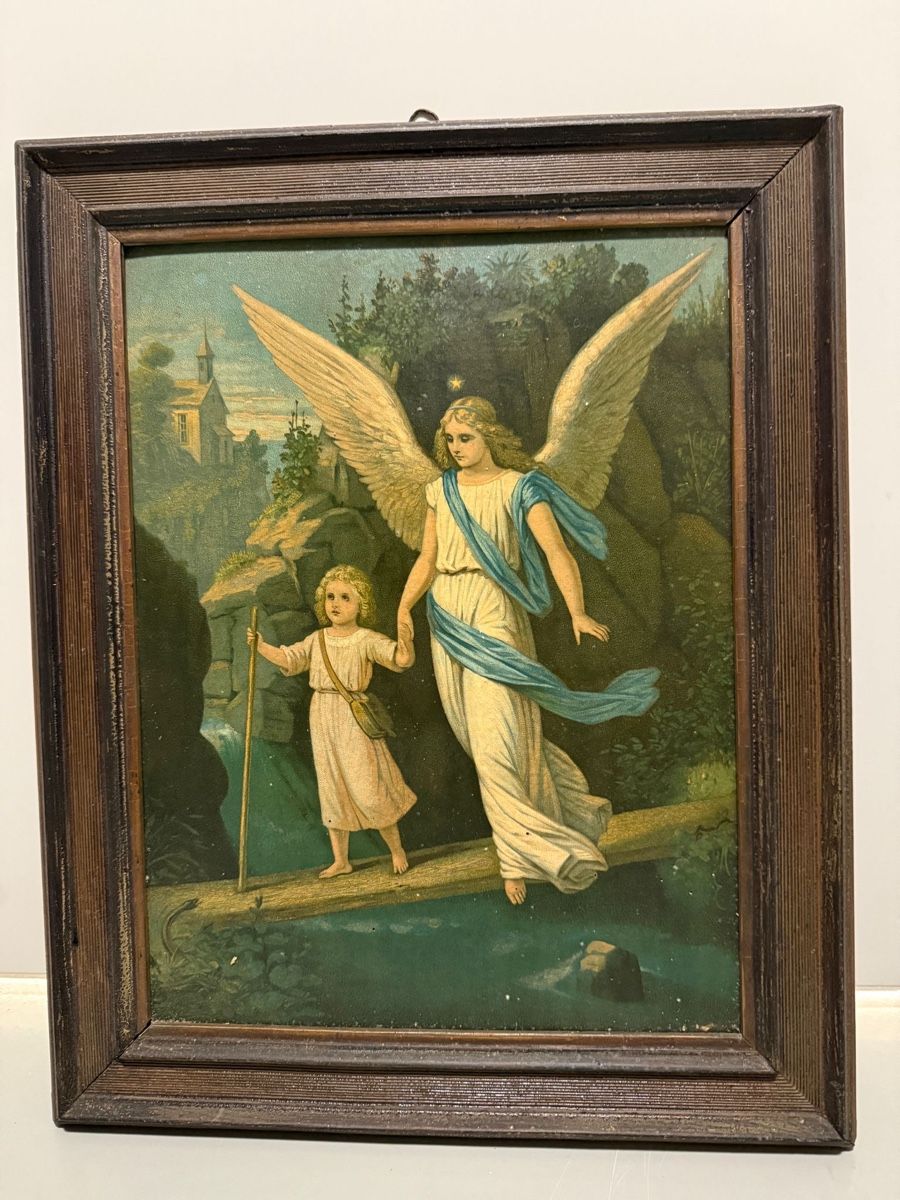 Poster & Bilder: Schutzengel Bild mit Rahmen, Vintage – Gebraucht aus Schaffhausen von stregina