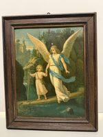 Schutzengel Bild mit Rahmen, Vintage