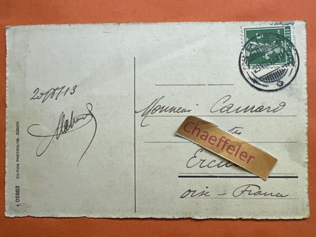 Cartoline postali: 1913 Spiez mit Eiger, Mönch und Jungfrau – Usato da Zürich venduto da Chaeffeler 1