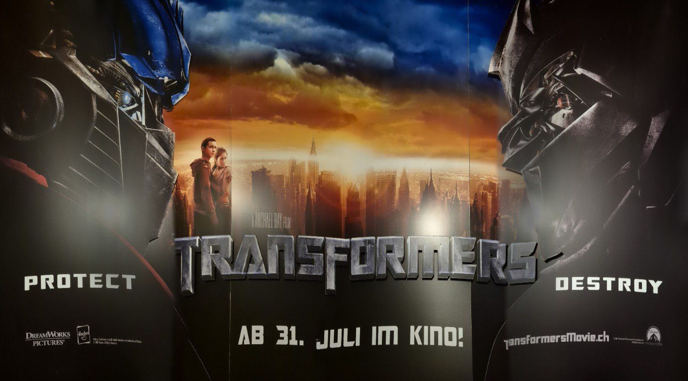 Home Cinema: Transformers Werbewand 2007 Kino Alhambra Bern – Usato da Bern venduto da Mertsch