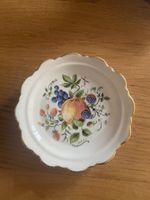 Porcelain bowl fruit decor gold rim Roumaine