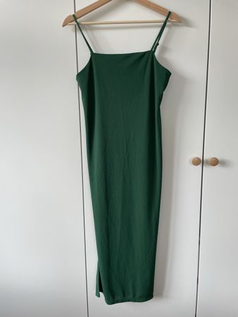 Elegantes H&M Trägerkleid/Slipdress, Dunkelgrün Gr. XS