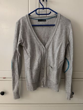 Stylish grey wool blend cardigan, size S