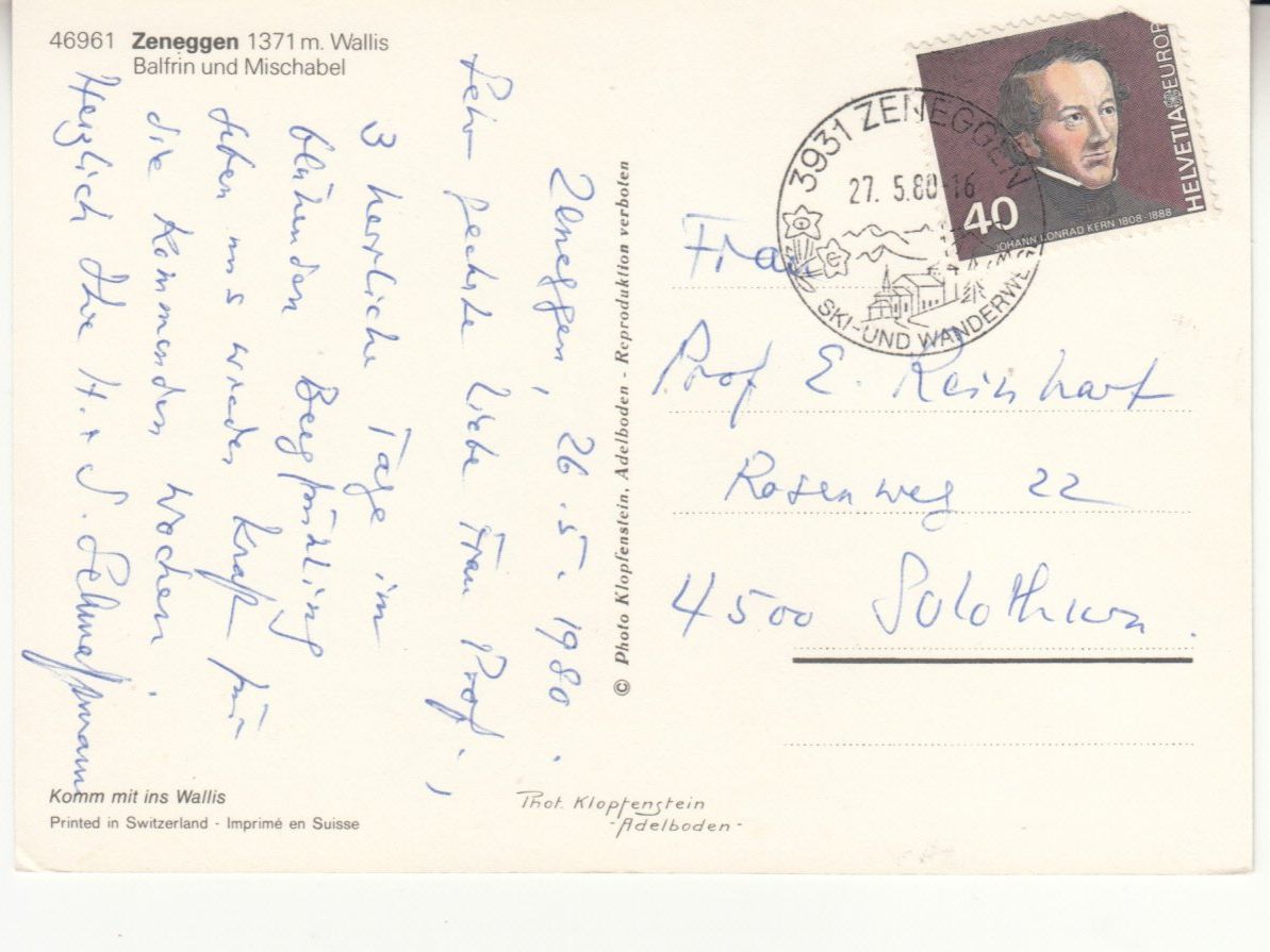 Cartoline postali: Zeneggen 1988 – Usato da Bürglen TG venduto da StampGraf 1