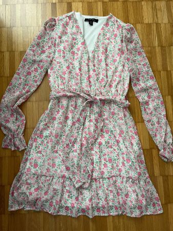 AMISU Kleid Gr. 36 (Rosa Weiß Langarm)