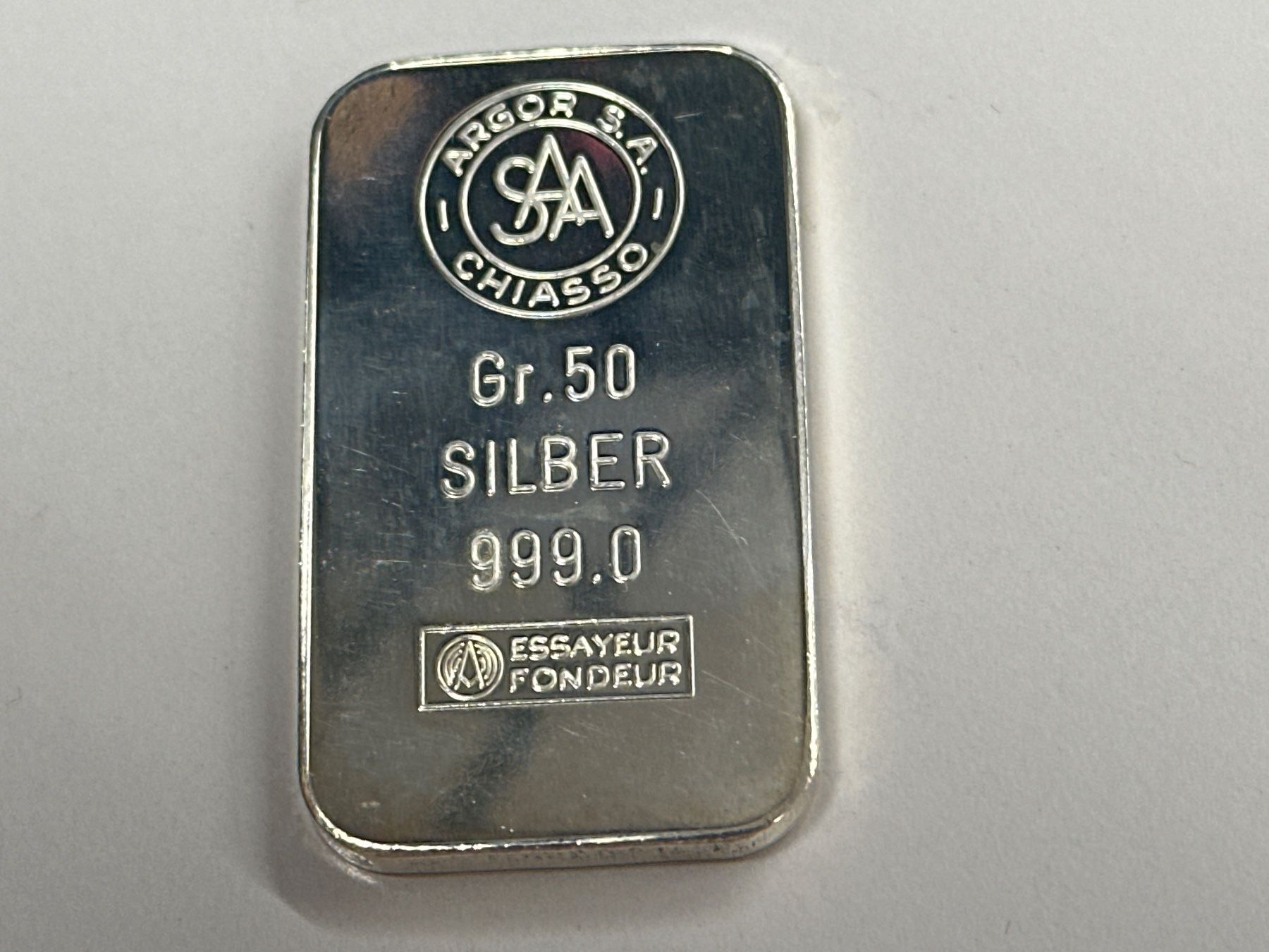 Metalli preziosi: 50g Silberbarren Argor S.A. – Usato da Herisau venduto da herau