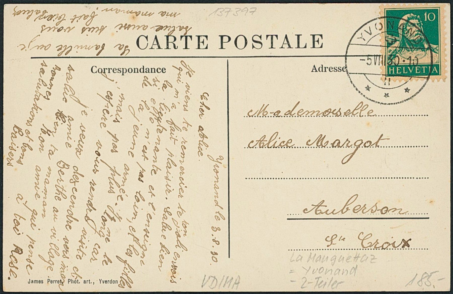Cartoline postali: VD La Mauguettaz - Yvonand – Usato da Schindellegi venduto da dolpitz 1
