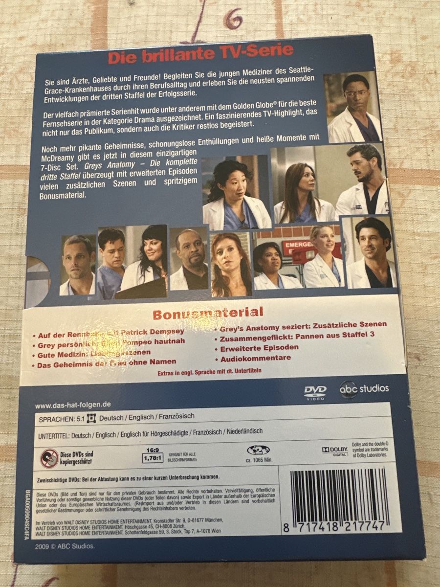 Alle DVDs: Grey's Anatomy - Staffel 3 - DVD Box – Gebraucht aus Schaffhausen von D-MAC 1
