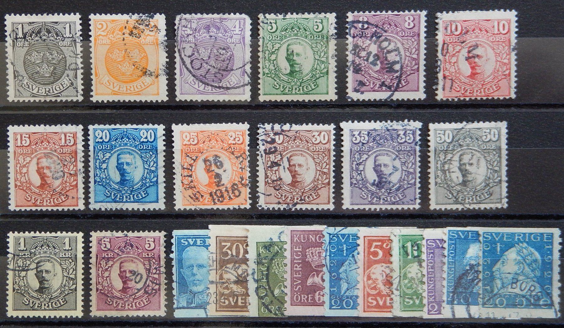 Tutti i francobolli: Schweden ex. Kat. 57-137 1911/20 – Usato da Zürich venduto da Muehlekauf