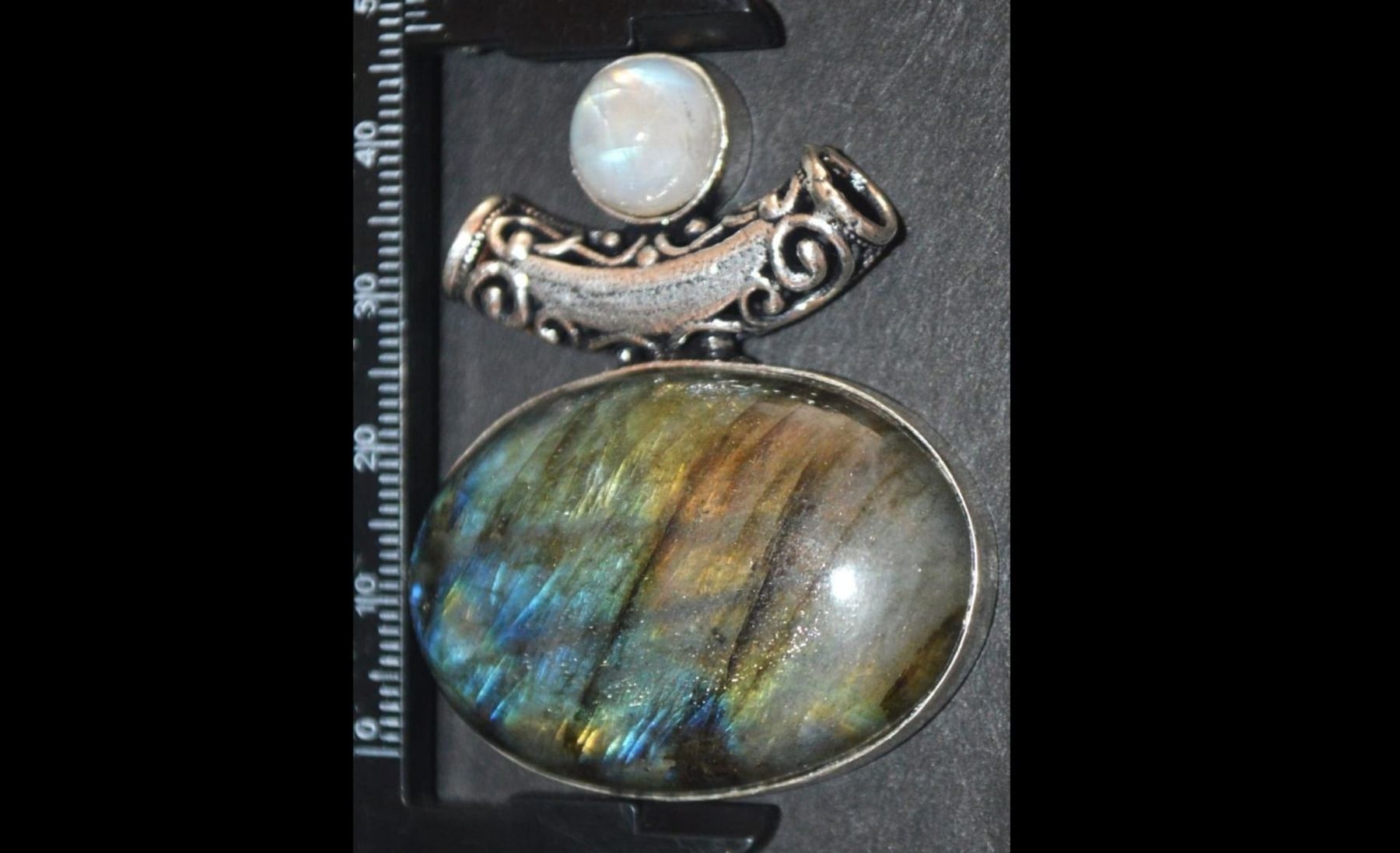 Pendentifs: Anhänger Labrodorit+Mondstein echt Silber – Neuf (Voir description) à Schönried par Gti89 1