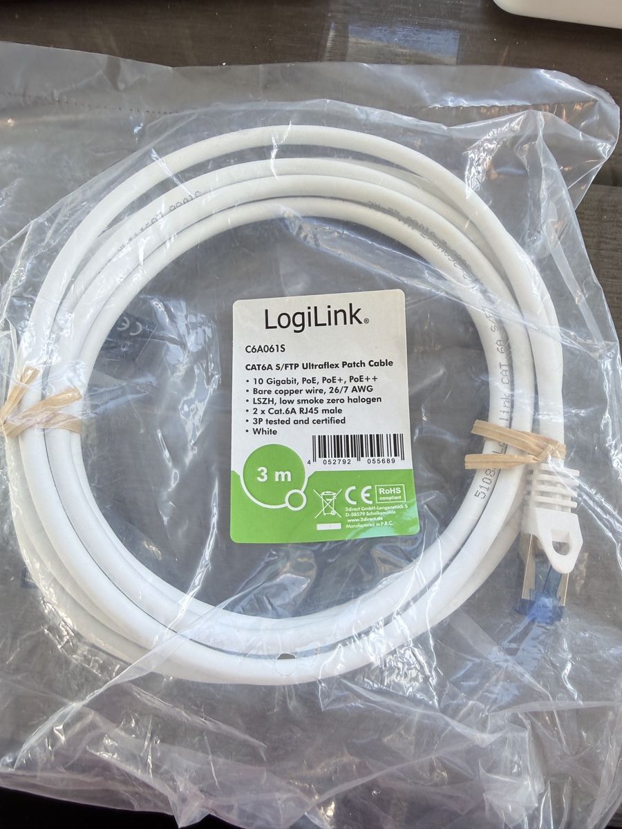 Kabel: LogiLink Netzwerkkabel S/FTP, CAT6a, 3 m – Neu und originalverpackt aus Winterthur von Puma2662