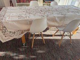 Tischtuch gestickt,246x170 cm, gestickt, 12 Stoffservietten