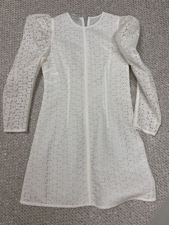 Schönes weisses Designerkleid, Lochstickerei, GR 36