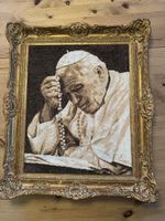 Goldrahmen, Barock Stil, Stickbild, Papst Johannes Paul II.