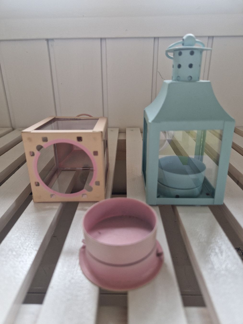 Lanterne: 2 kleine Laternchen,  rosa und hellblau – Usato da Weggis venduto da Oswadan 2