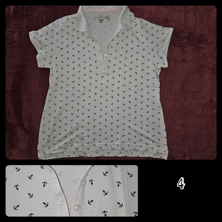 Poloshirt, weiss, dunkelblaue Anker, XL, NEU